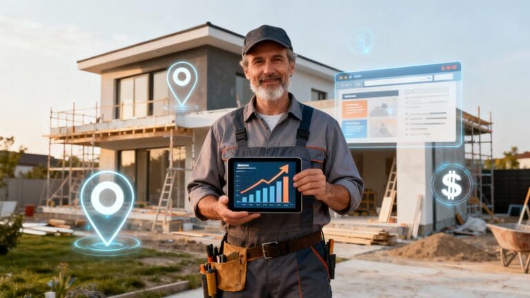 contractor holding iPad with leads on it