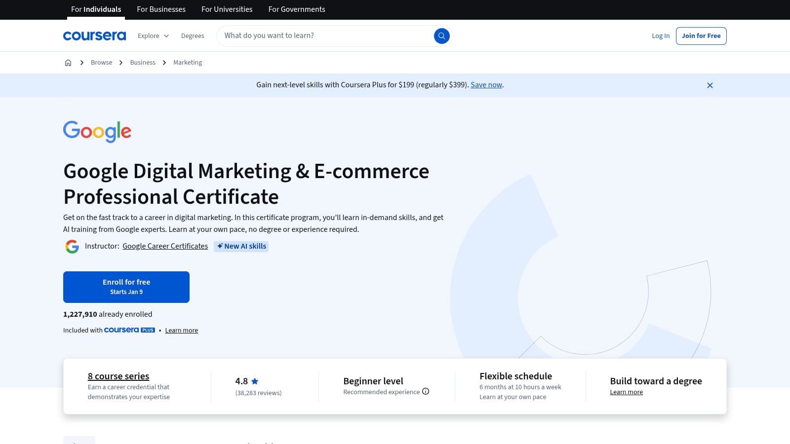Coursera (Google Digital marketing & E-commerce Professional Certificate)